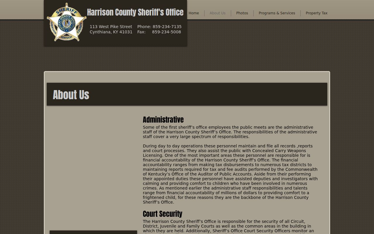 Harrison County arrest records and sheriff services