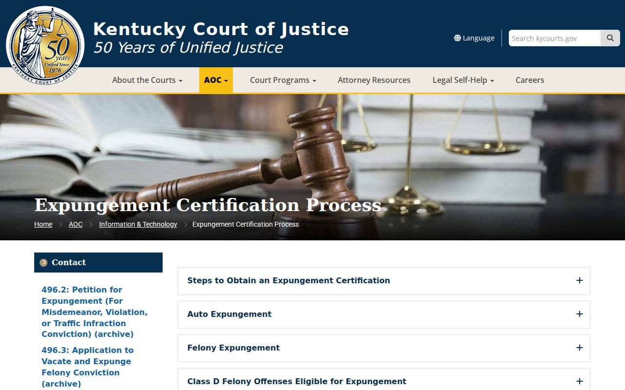 Harrison County court case expungement process in Kentucky