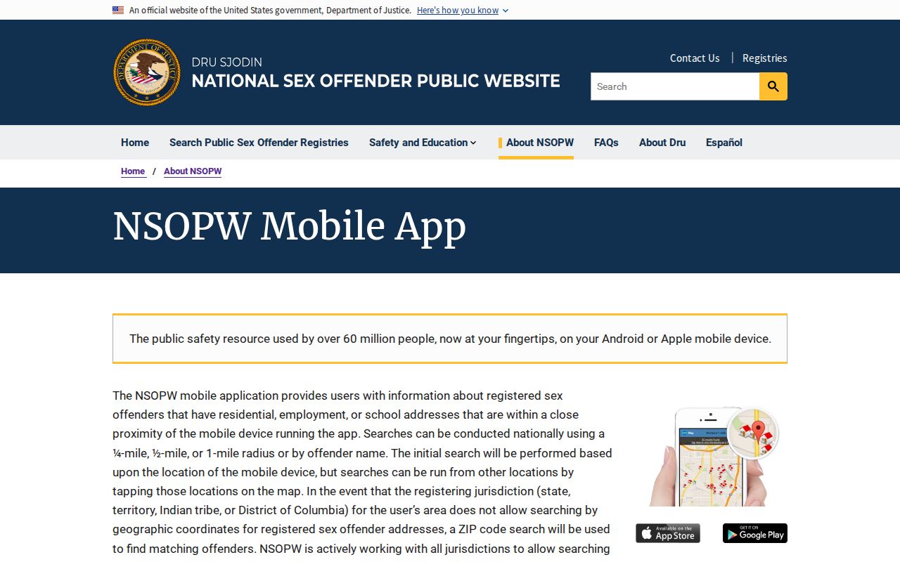 NSOPW mobile app for Harrison County registry awareness