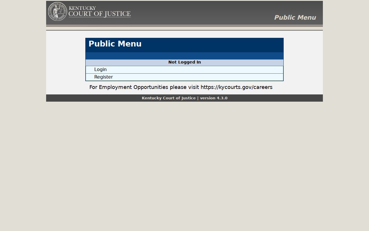 FastCheck menu for Harrison County criminal history searches