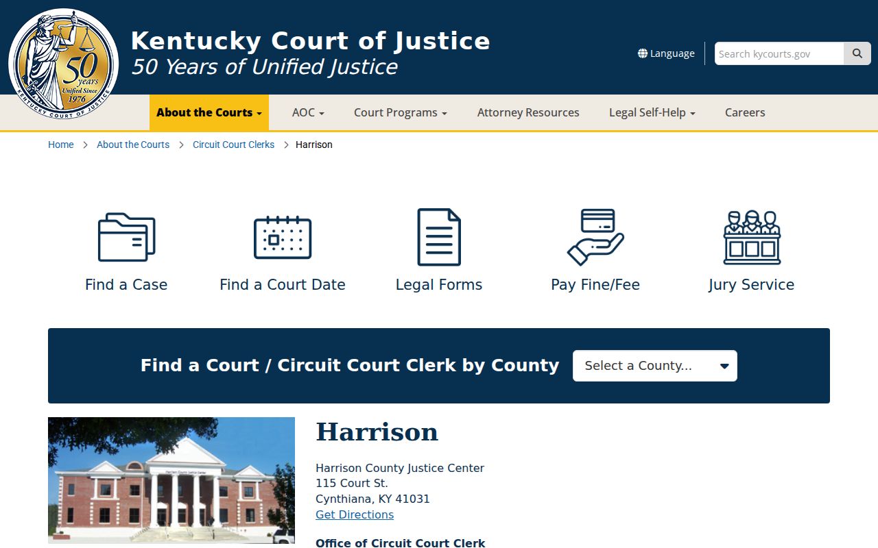Harrison County criminal history records at the Justice Center